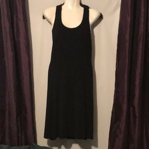 Willi Smith LBD black dress crisscross back flounc bodycon bodcon